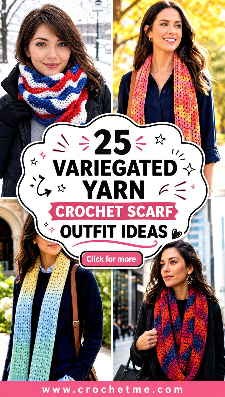 25 Variegated Yarn Crochet Scarf outfit ideas - 25 Variegated Yarn Crochet Scarf outfit ideas