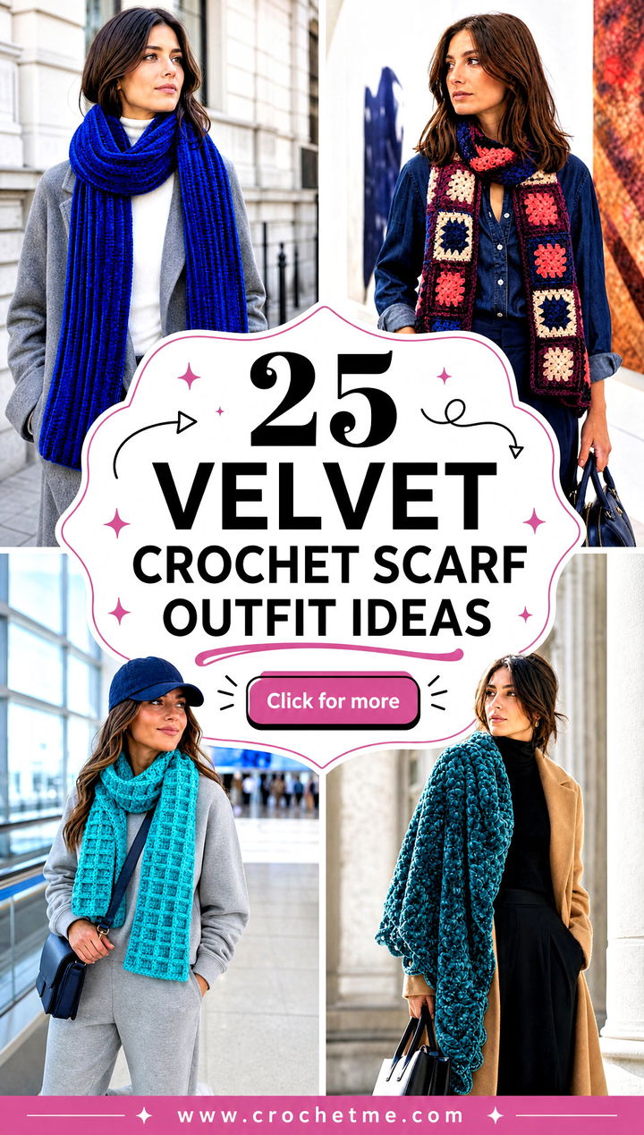 25 Velvet Crochet Scarf outfit ideas - 25 Velvet Crochet Scarf outfit ideas