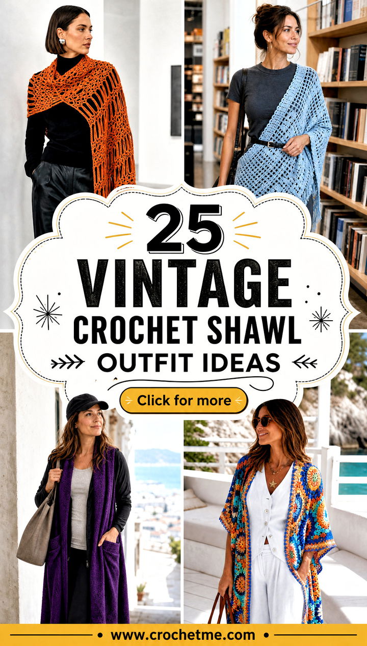 25 Vintage Crochet Shawl outfit ideas - 25 Vintage Crochet Shawl outfit ideas