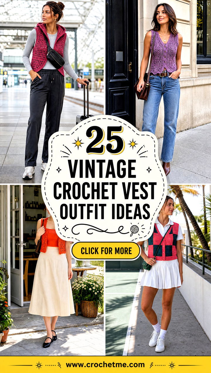 25 Vintage Crochet Vest outfit ideas - 25 Vintage Crochet Vest outfit ideas
