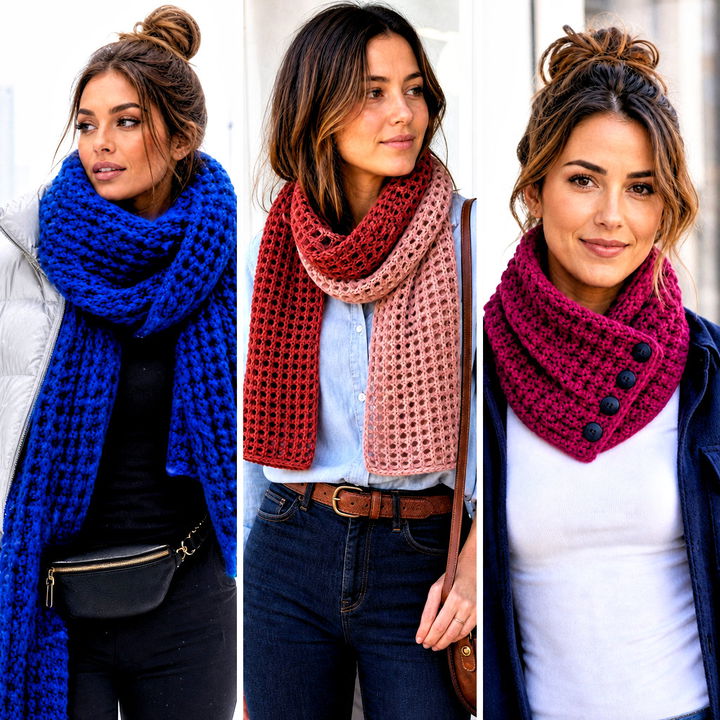25 Waffle Crochet Scarf Outfit Ideas for Cozy Winter Style