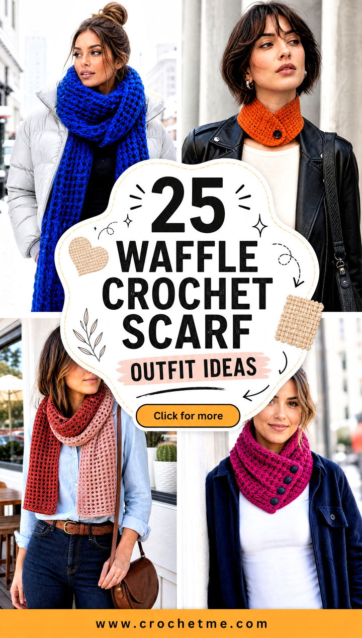 25 Waffle Crochet Scarf outfit ideas - 25 Waffle Crochet Scarf outfit ideas