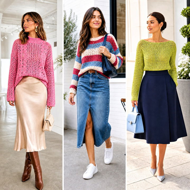 25 Woman Crochet Sweater Outfit Ideas for Chic Cold Days