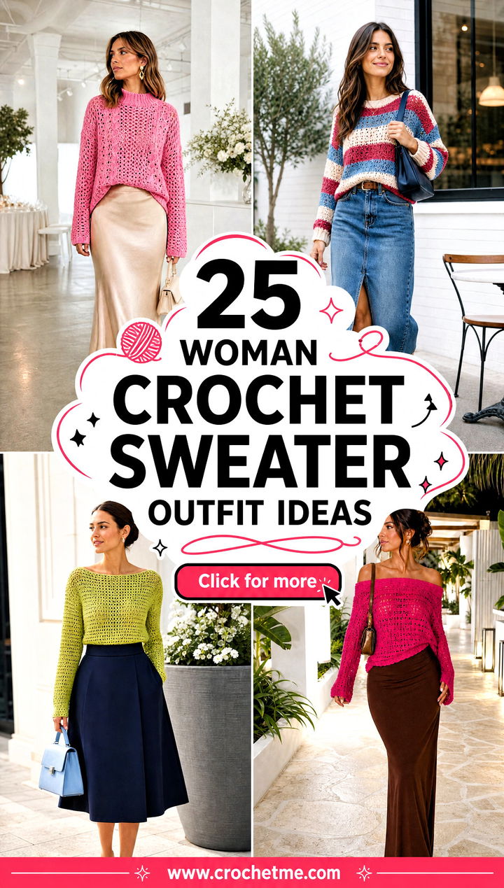 25 Woman Crochet Sweater outfit ideas - 25 Woman Crochet Sweater outfit ideas