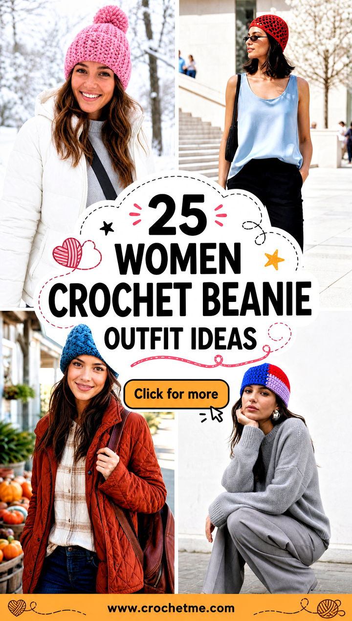 25 Women Crochet Beanie outfit ideas - 25 Women Crochet Beanie outfit ideas