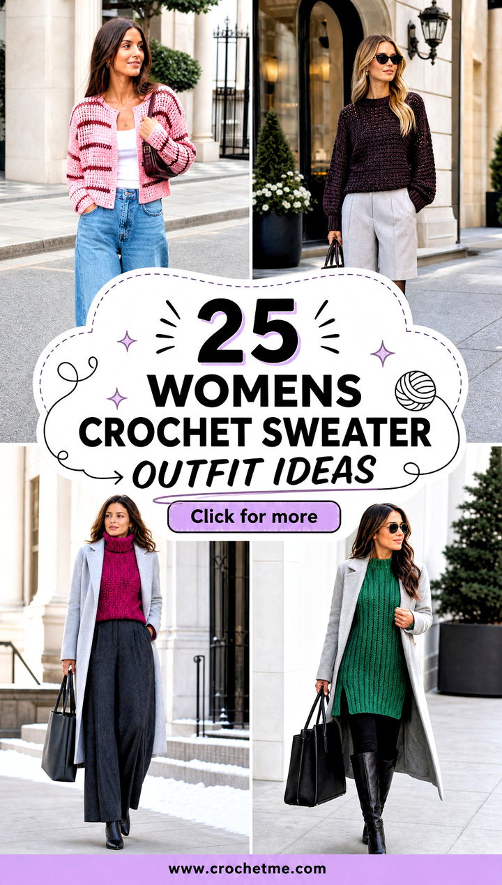 25 Womens Crochet Sweater outfit ideas - 25 Womens Crochet Sweater outfit ideas