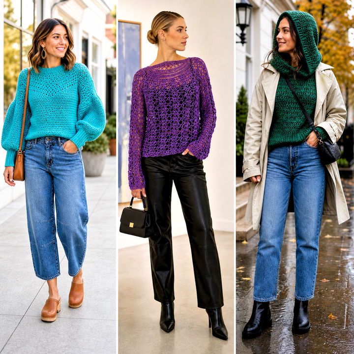 25 Yoke Down Crochet Sweater Outfit Ideas for Cozy Days