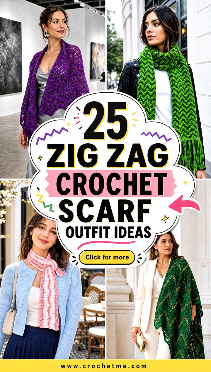 25 Zig Zag Crochet Scarf outfit ideas - 25 Zig Zag Crochet Scarf outfit ideas