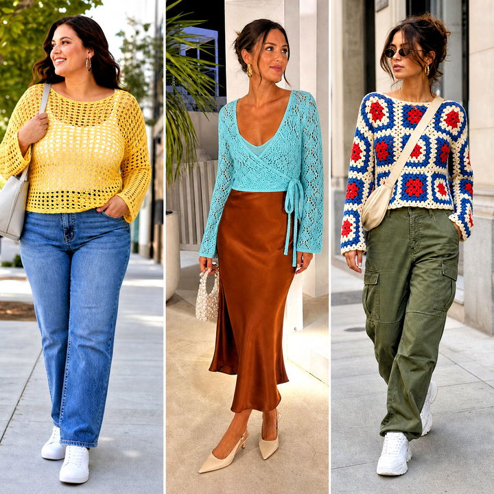 25 Aesthetic Long Sleeve Crochet Tops Outfit Ideas for Fall