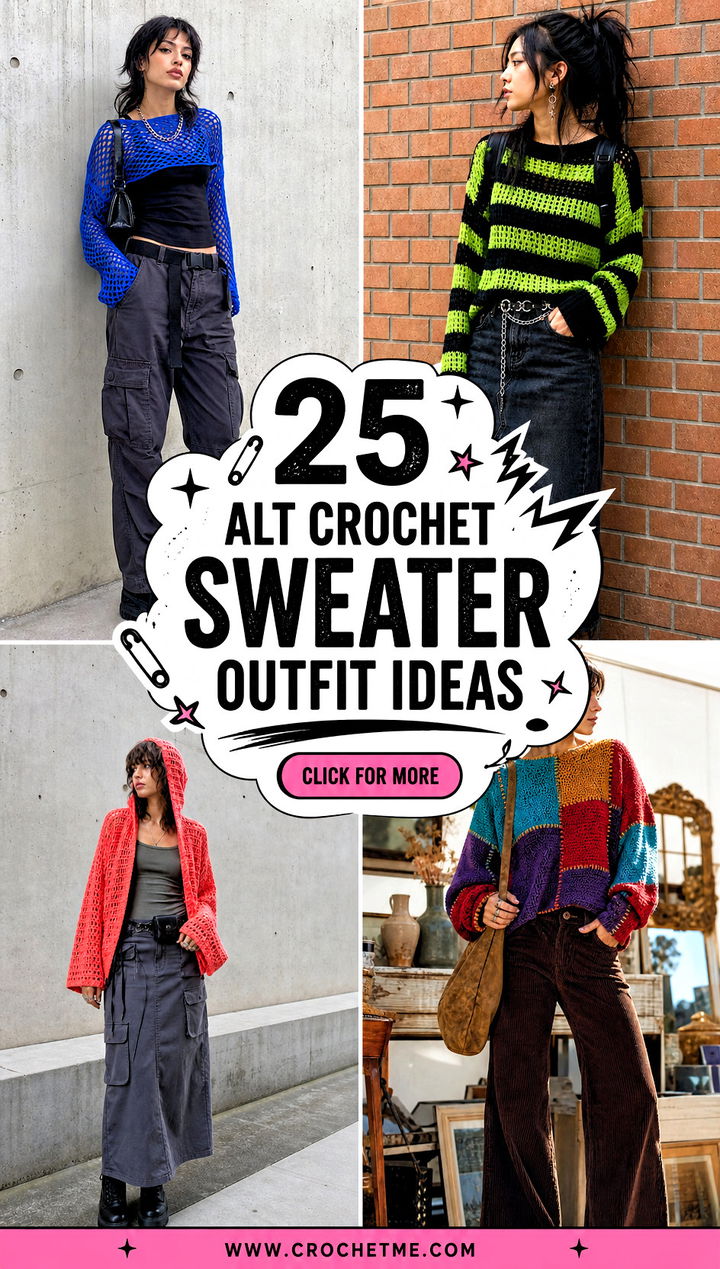 25 alt crochet sweater outfit ideas - 25 alt crochet sweater outfit ideas