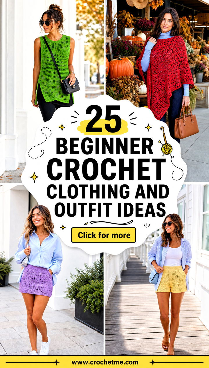 25 beginner crochet clothing and outfit ideas - 25 beginner crochet clothing and outfit ideas