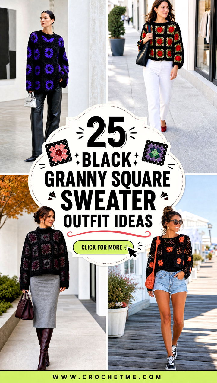 25 black granny square sweater outfit ideas - 25 black granny square sweater outfit ideas