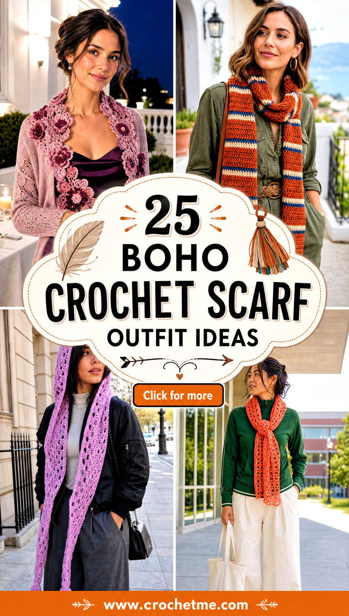 25 boho crochet scarf outfit ideas - 25 boho crochet scarf outfit ideas