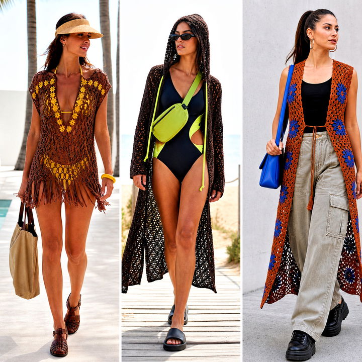 25 Brown Crochet Cover Up Outfit Ideas for Effortless Beach Style