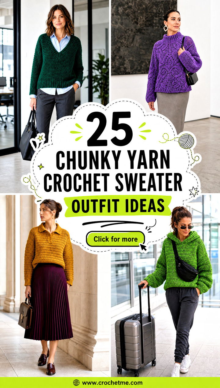 25 chunky yarn crochet sweater outfit ideas - 25 chunky yarn crochet sweater outfit ideas