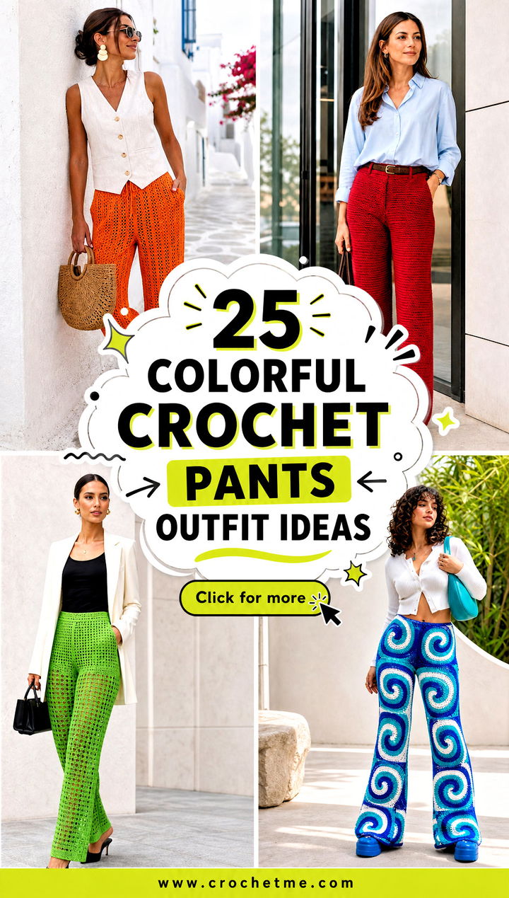25 colorful crochet pants outfit ideas - 25 colorful crochet pants outfit ideas