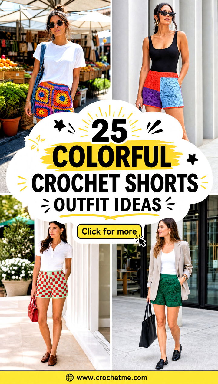 25 colorful crochet shorts outfit ideas - 25 colorful crochet shorts outfit ideas