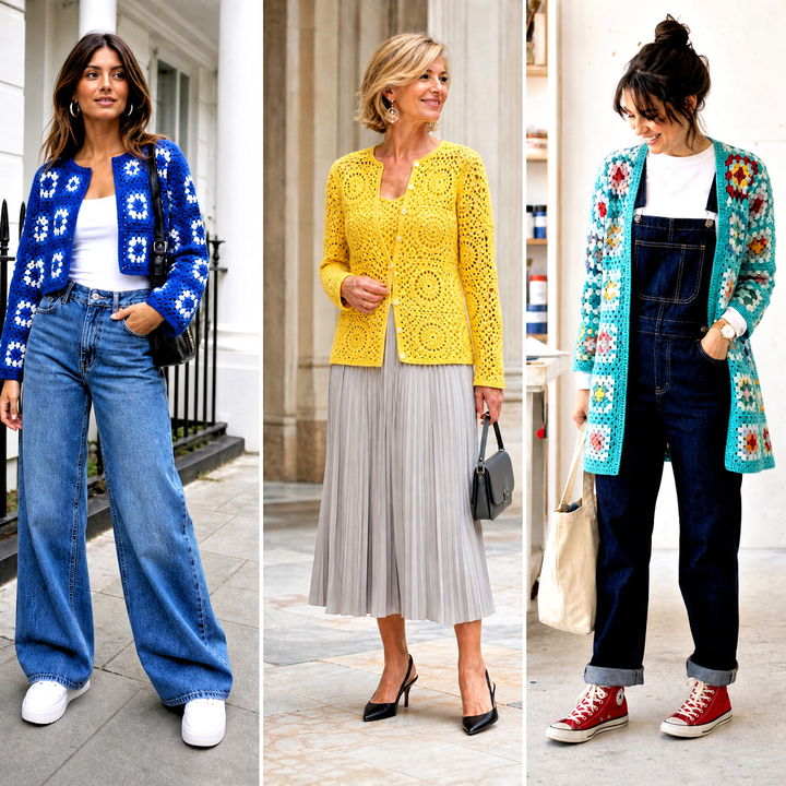 25 Continuous Granny Square Cardigan Outfit Ideas to Try Now