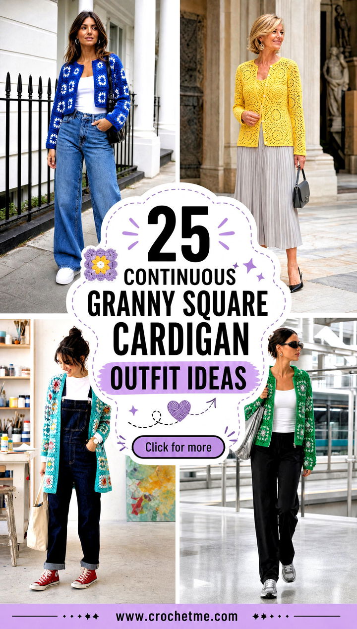 25 continuous granny square cardigan outfit ideas - 25 continuous granny square cardigan outfit ideas