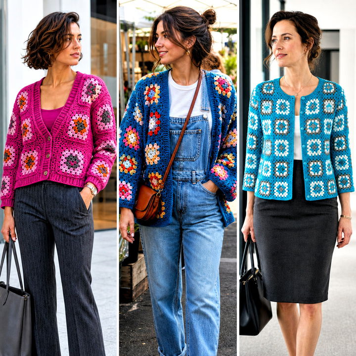 25 Cotton Granny Square Cardigan Outfit Ideas for Cozy Style