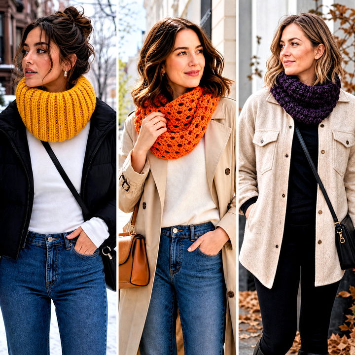 25 Cowl Crochet Scarf Outfit Ideas for Cozy Winter Style