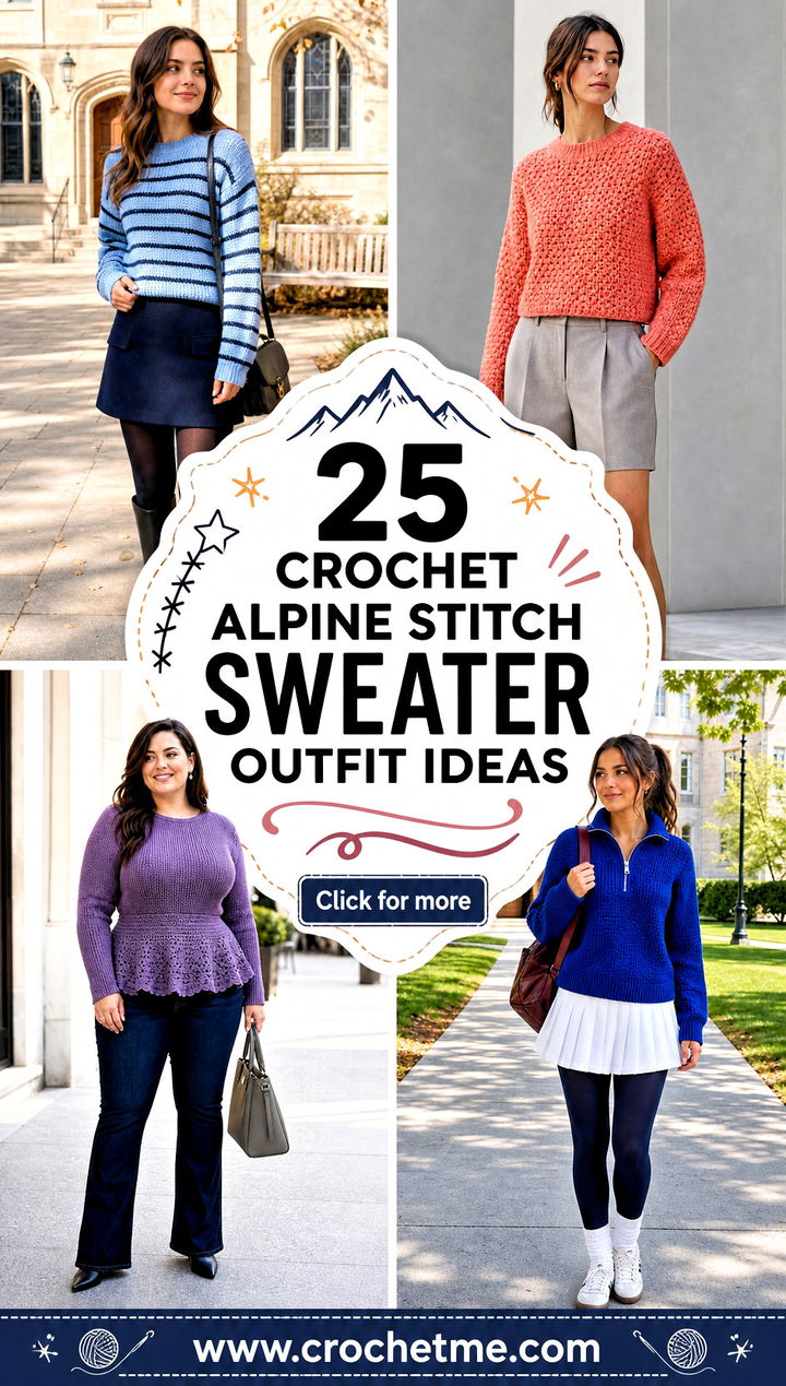 25 crochet alpine stitch sweater outfit ideas - 25 crochet alpine stitch sweater outfit ideas