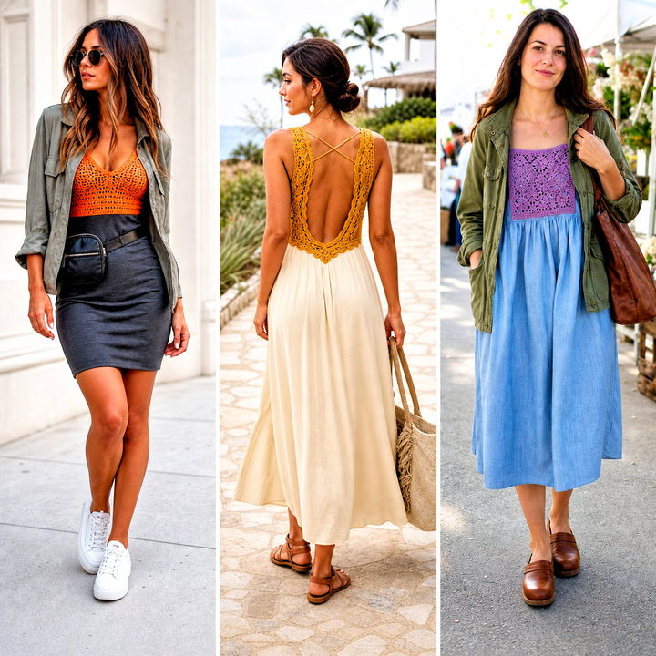 25 Crochet and Fabric Dress Outfit Ideas for Fresh Style
