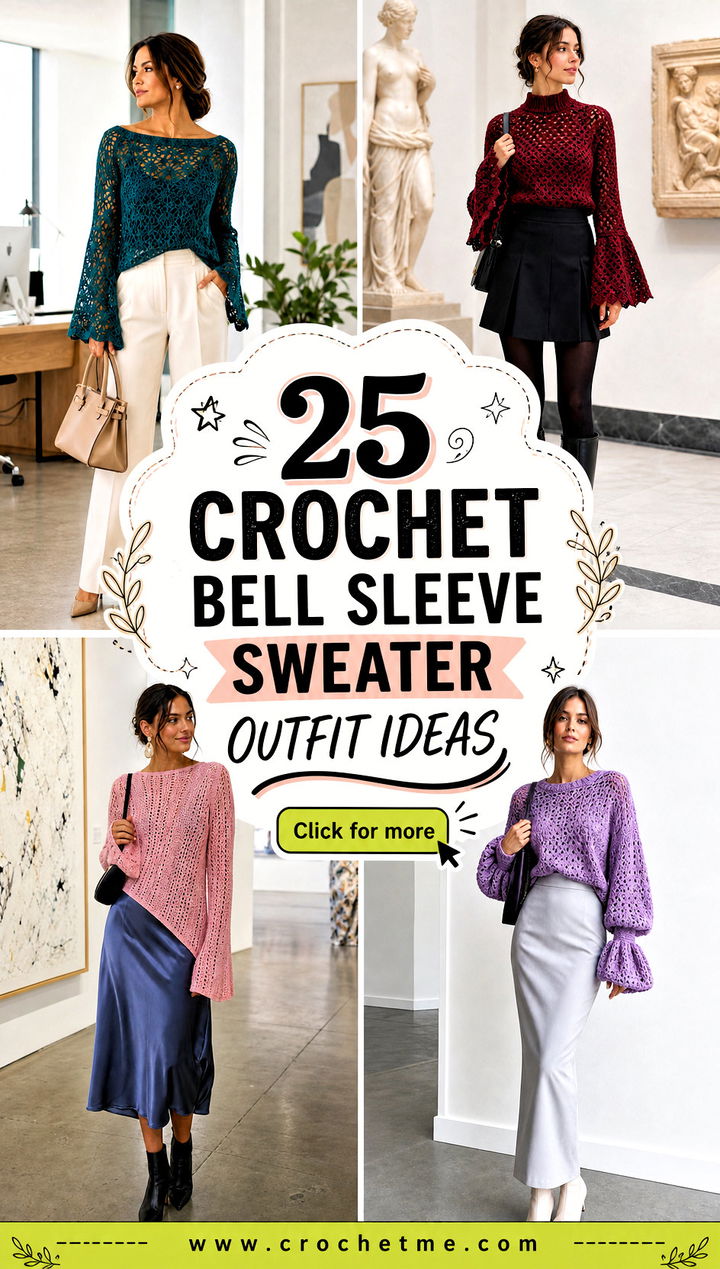 25 crochet bell sleeve sweater outfit ideas - 25 crochet bell sleeve sweater outfit ideas