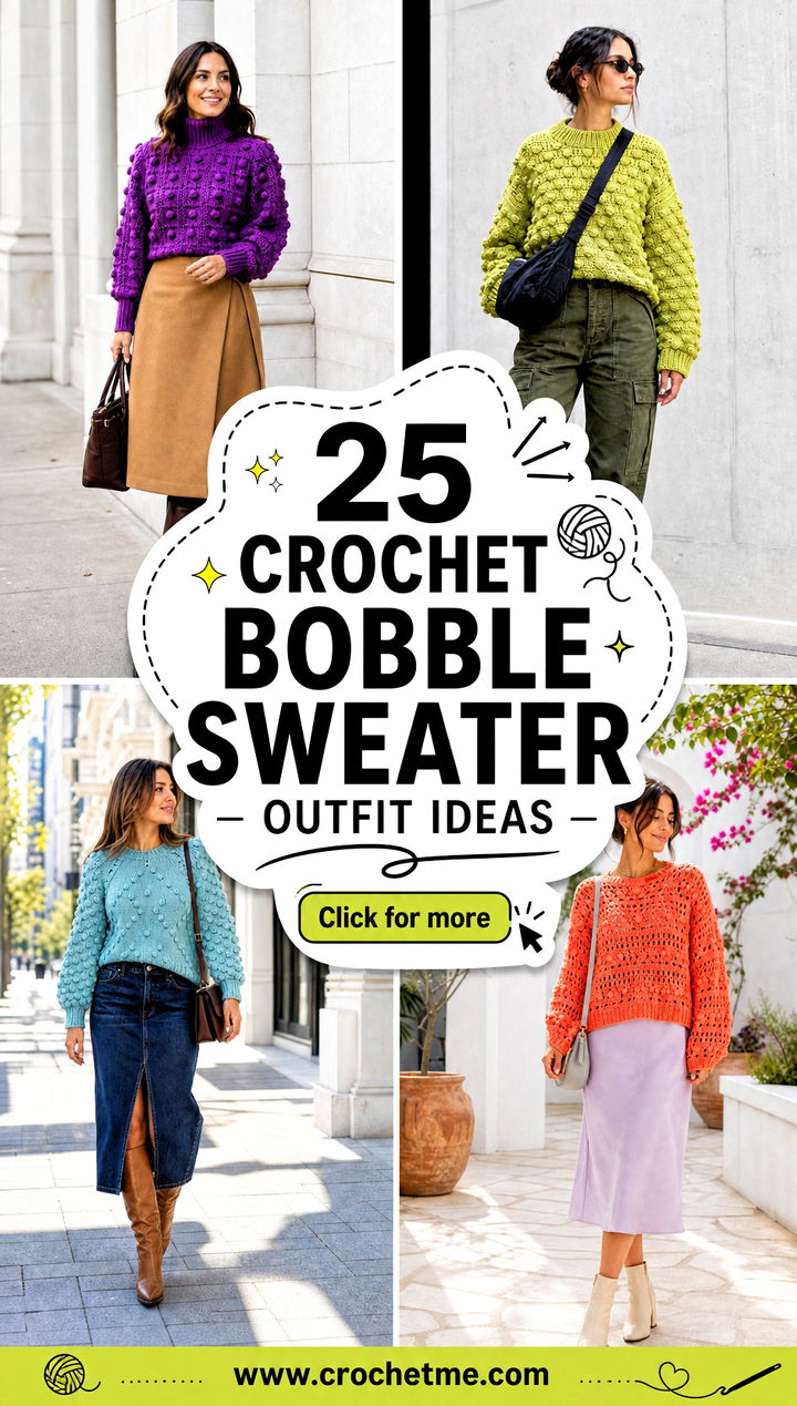 25 crochet bobble sweater outfit ideas - 25 crochet bobble sweater outfit ideas