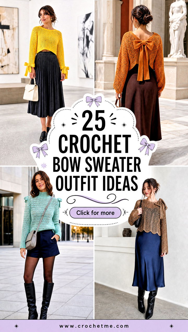 25 crochet bow sweater outfit ideas - 25 crochet bow sweater outfit ideas