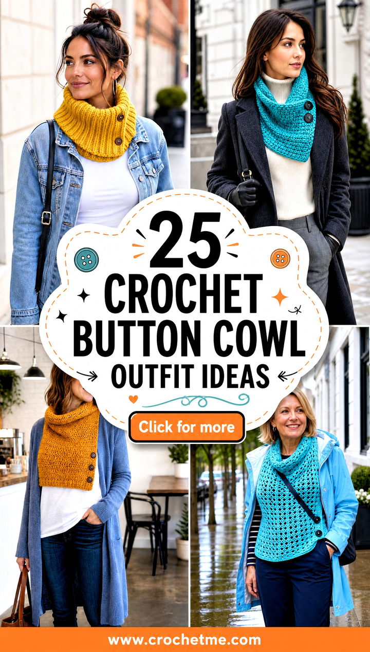 25 crochet button cowl outfit ideas - 25 crochet button cowl outfit ideas