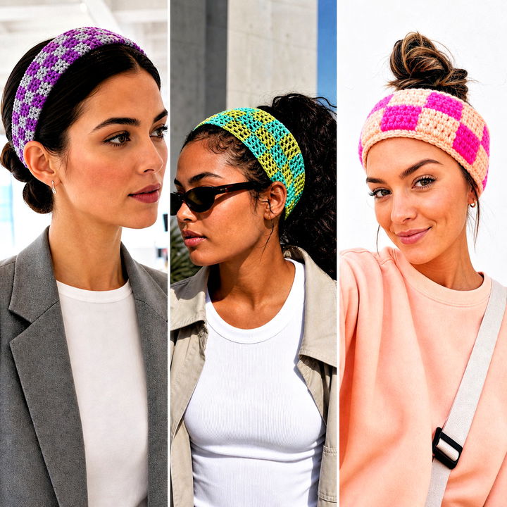 25 Crochet Checkered Headband Outfit Ideas for Playful Style