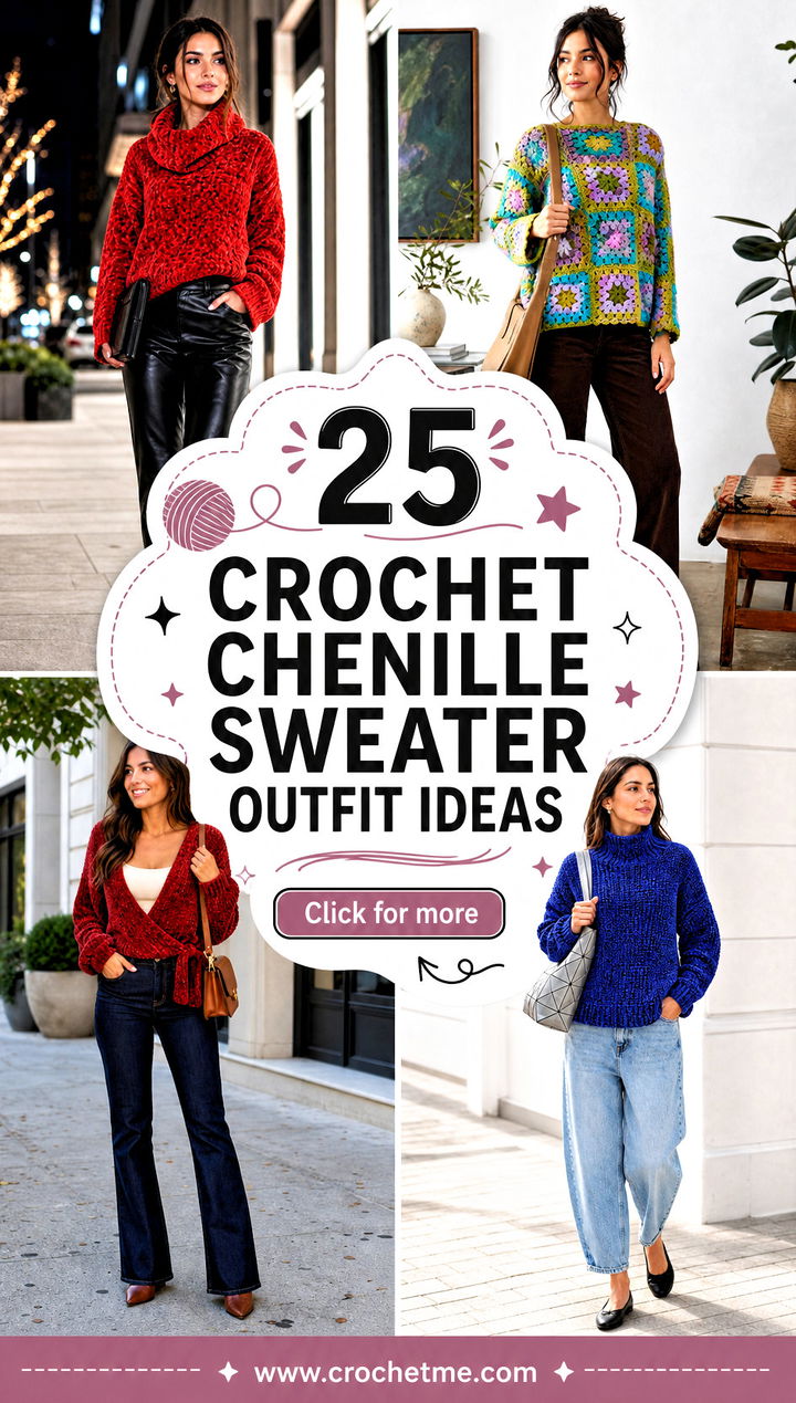 25 crochet chenille sweater outfit ideas - 25 crochet chenille sweater outfit ideas