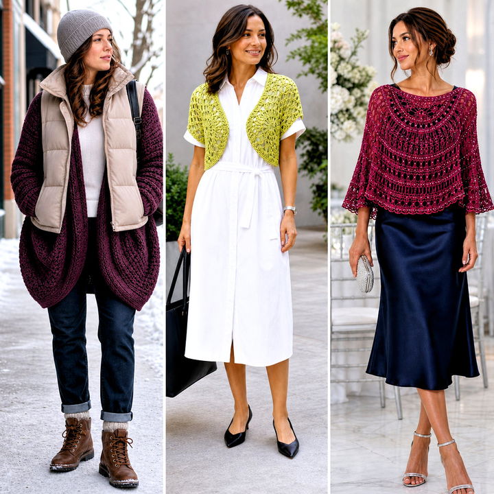 25 Crochet Circle Sweater Outfit Ideas for Chic Layered Looks