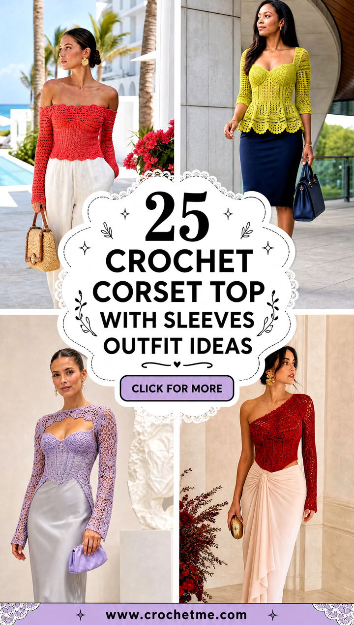 25 crochet corset top with sleeves outfit ideas - 25 crochet corset top with sleeves outfit ideas