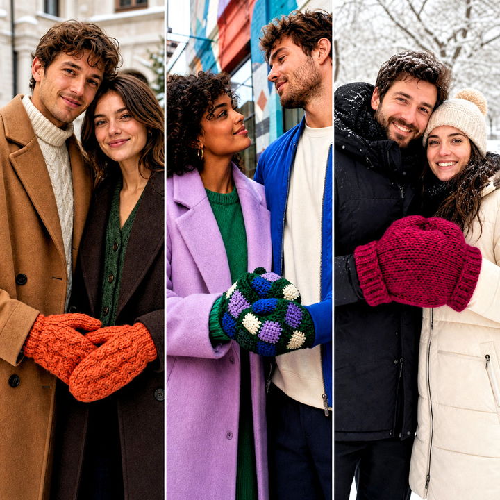 25 Crochet Couple Mittens Outfit Ideas for Sweet Winter Style