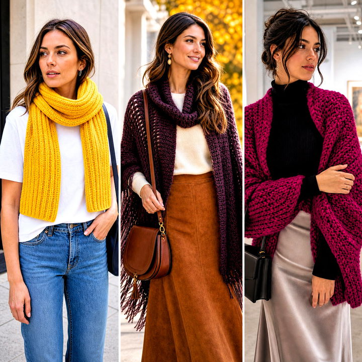 25 Crochet Double Sleeve Scarf Outfit Ideas for Chic Layering