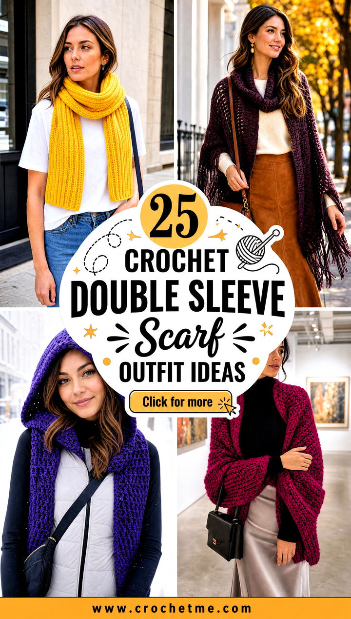 25 crochet double sleeve scarf outfit ideas - 25 crochet double sleeve scarf outfit ideas