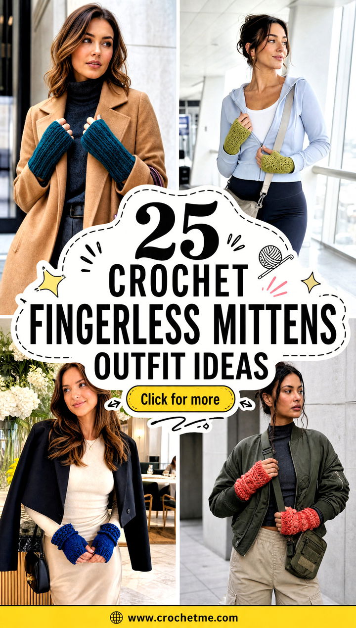 25 crochet fingerless mittens outfit ideas - 25 crochet fingerless mittens outfit ideas