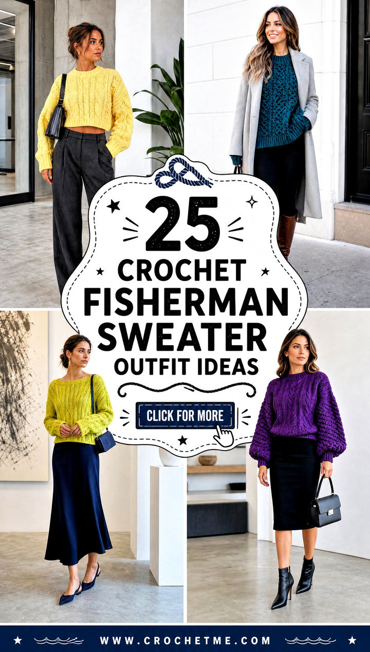 25 crochet fisherman sweater outfit ideas - 25 crochet fisherman sweater outfit ideas