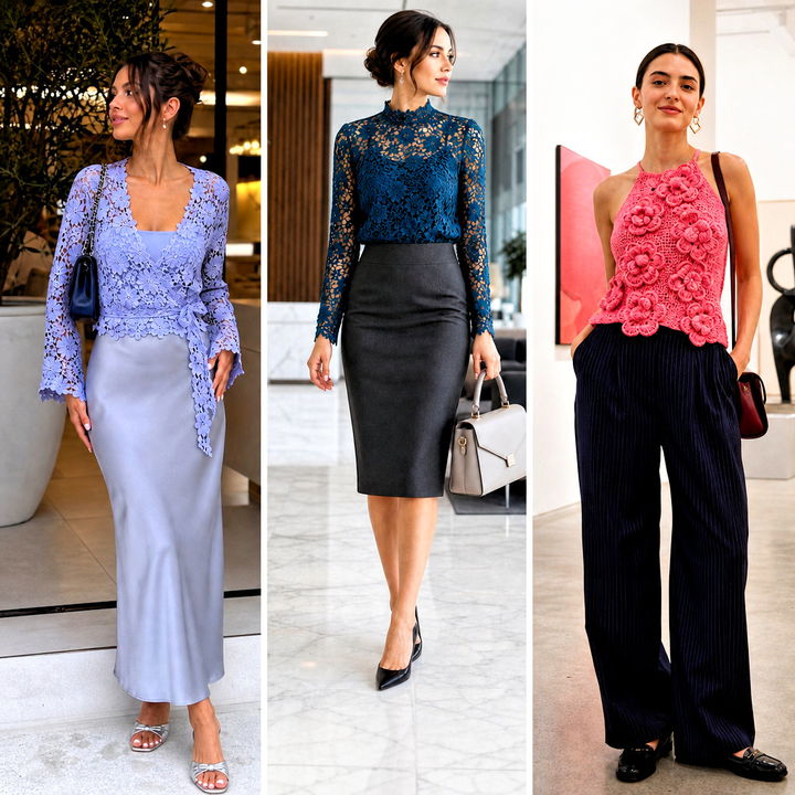 25 Crochet Floral Lace Top Outfit Ideas for Romantic Summer Style