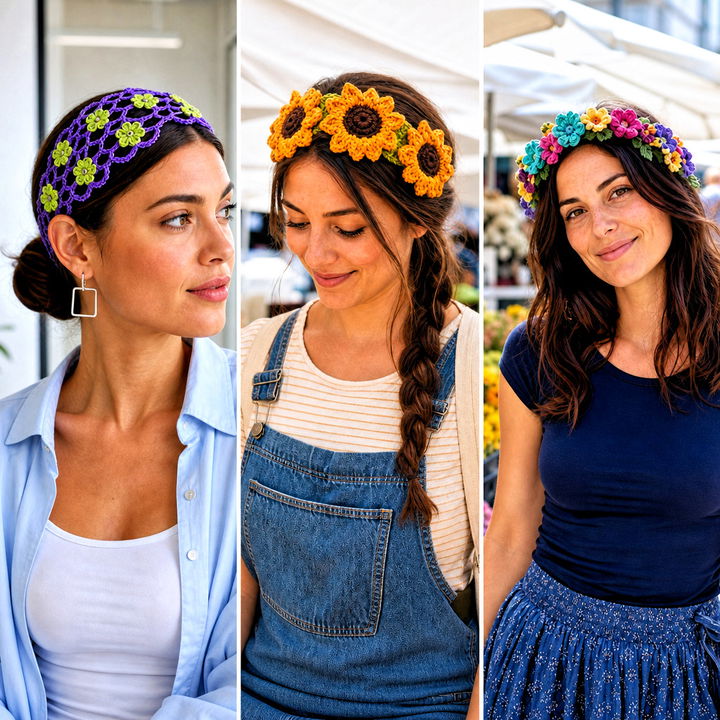 25 Crochet Flower Crown Headband Outfit Ideas for Festivals