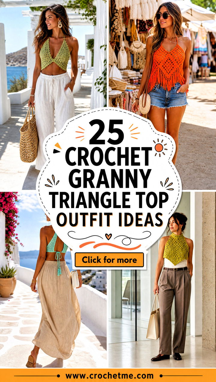 25 crochet granny triangle top outfit ideas - 25 crochet granny triangle top outfit ideas