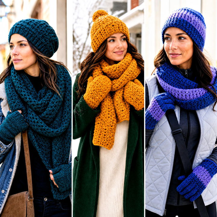 25 Crochet Hat Scarf Gloves Set Outfit Ideas: Cozy Winter Looks