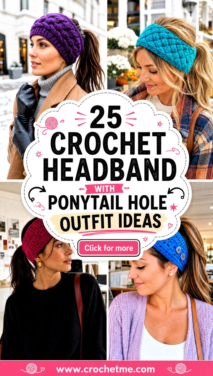 25 crochet headband with ponytail hole outfit ideas - 25 crochet headband with ponytail hole outfit ideas