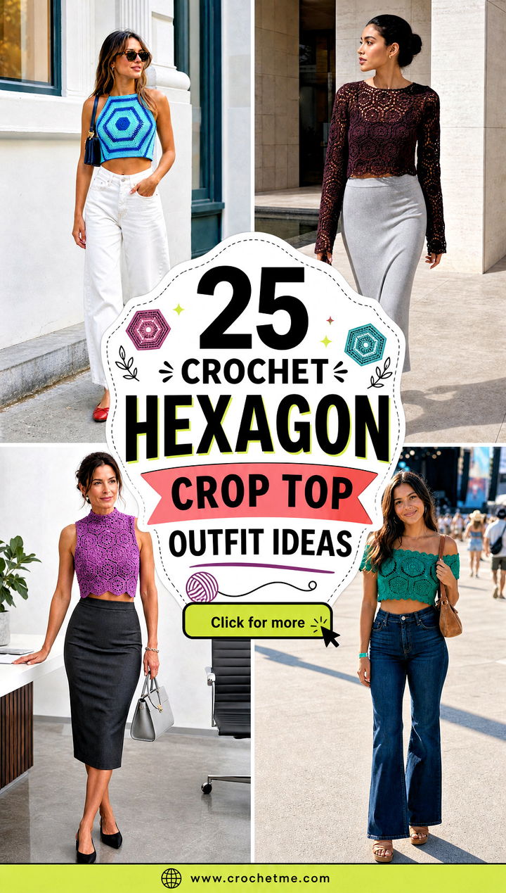 25 crochet hexagon crop top outfit ideas - 25 crochet hexagon crop top outfit ideas
