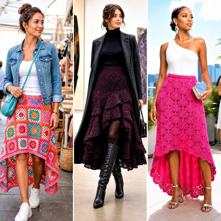 25 Crochet High Low Skirt Outfit Ideas for Fresh Summer Style