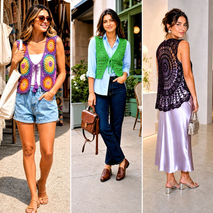 25 Crochet Hippie Vest Outfit Ideas for Boho Festival Style