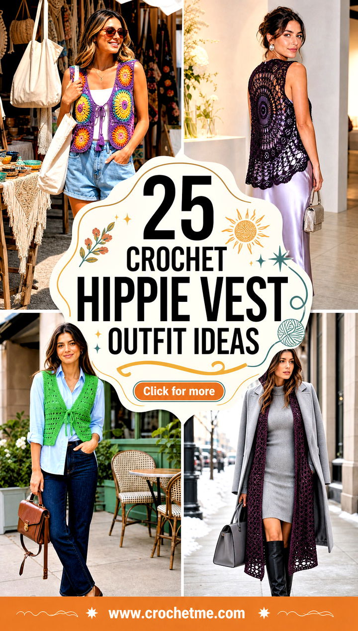 25 crochet hippie vest outfit ideas - 25 crochet hippie vest outfit ideas