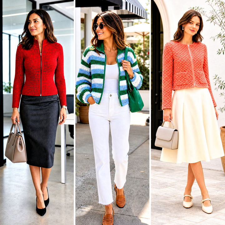 25 crochet jacket with zipper outfit ideas